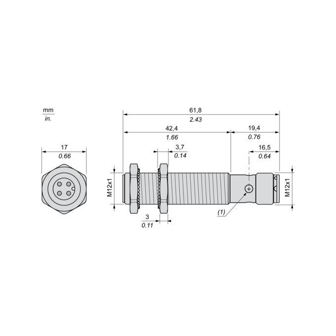 Czujnik indukcyjny M12 XS612B1PAM12