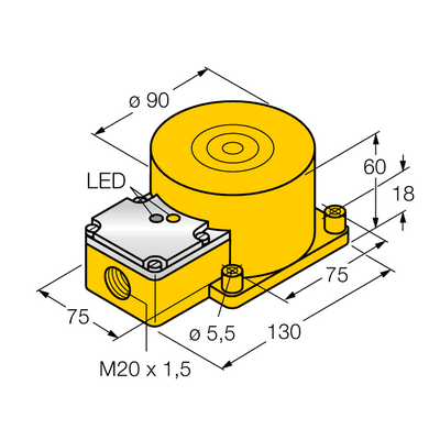Czujnik indukcyjny NI60-K90SR-VP4X2, Turck 15640