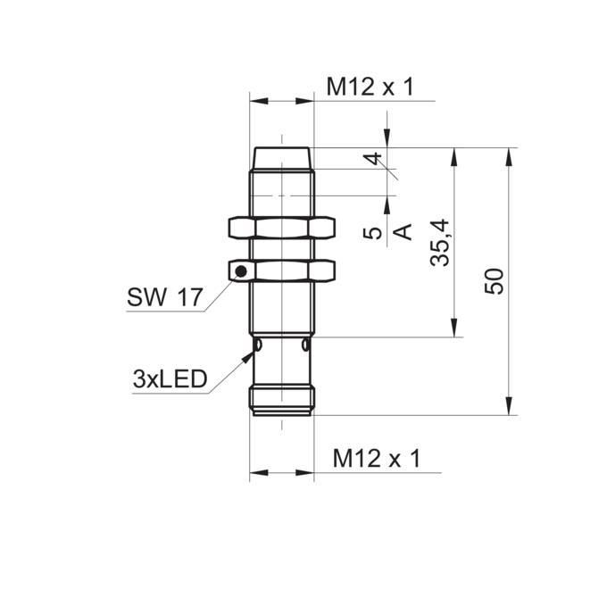 Czujnik indukcyjny M12 IR12.P10S-N50.PO1Z.7BO