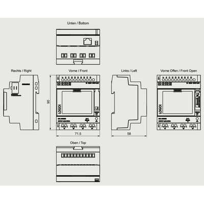 Siemens LOGO 9 12/24RCE – 6ED1052-1MD08-0BA3 wymiary