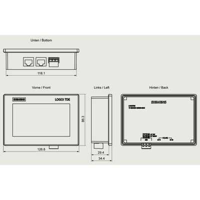 LOGO 9 TDE – panel dotykowy 4,3″, 6ED1055-4MH08-0BA3 wymiary