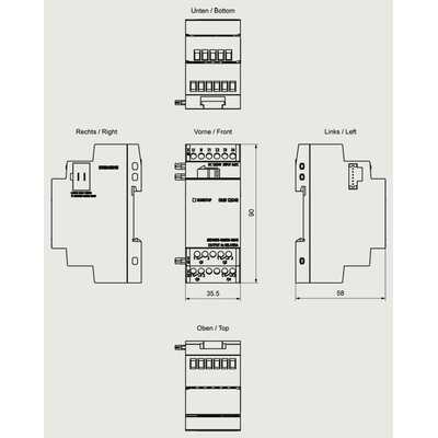 Moduł rozszerzeń 4DI/4RO LOGO 9 DM8 12/24R - 6ED1055-1MB00-0BA3 wymiary