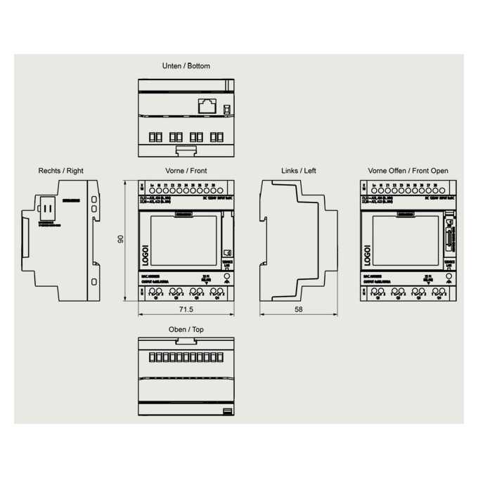 Siemens LOGO 9 12/24RCE – 6ED1052-1MD08-0BA3 wymiary