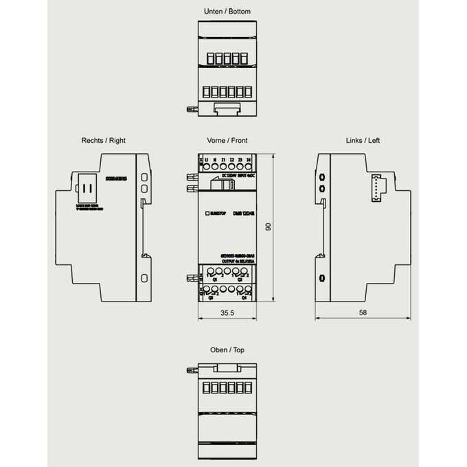 Moduł rozszerzeń 4DI/4RO LOGO 9 DM8 12/24R - 6ED1055-1MB00-0BA3 wymiary