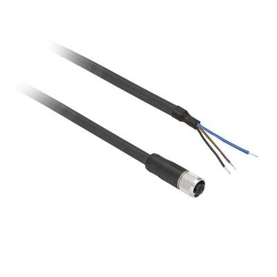 Złącze żeńskie M8 proste 3-pinowe przewód 10m XZCP0566L10